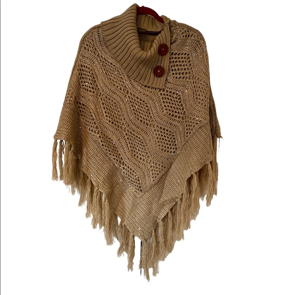 Beautiful Poncho Sequin Knit Sweater